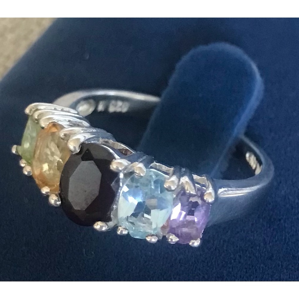 Sterling Silver Multi Gemstone Ring ~ Size 7
